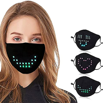 ماسک چهره درخشان فعال شده با صدای LED انیمیشن ساده تشخیص صدا