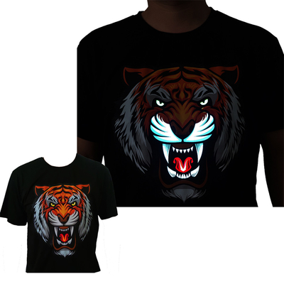 تی شرت روشنایی LED با حالت چشمک زن Tiger Patter 3 درخشان برای کلوپ شبانه DJ مهمانی
