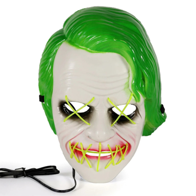 Green Joker Halloween Led Light Up Mask for Masquerade Party Cosplay