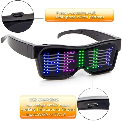 عینک های LED قابل برنامه ریزی قابل شارژ USB متنی انیمیشن گرافیتی حالت های ریتم موسیقی