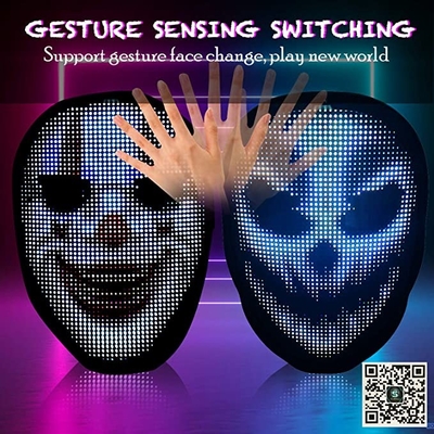 برنامه گوشی هوشمند بلوتوث ماسک صورت هوشمند LED که درخشنده صورت Cosplay Light Up است