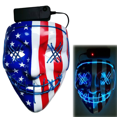 ماسک صورت LED هالووین الگوی پرچم آمریکا 3 حالت چشمک زن