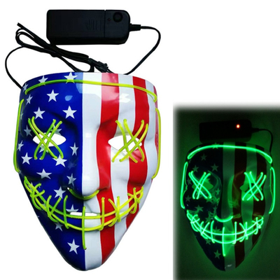 ماسک صورت LED هالووین الگوی پرچم آمریکا 3 حالت چشمک زن