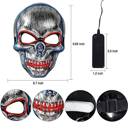 ماسک صورت LED Skull Scary Light Up Halloween قابل تنظیم برای بزرگسالان