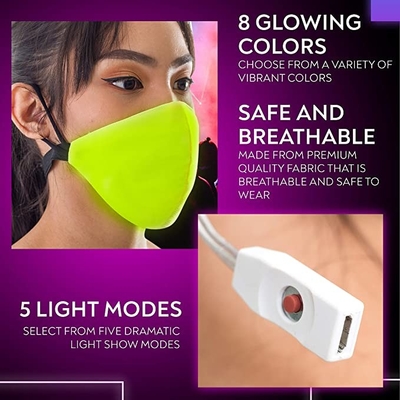 ماسک صورت LED قابل برنامه ریزی فیبر نوری 7 رنگ روشن 5 حالت چشمک زن