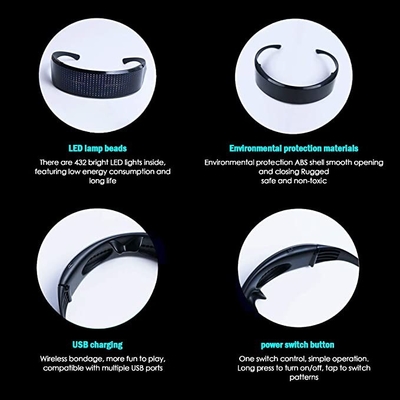 اکولایزر طراحی پیام متحرک برنامه بلوتوث LED Luminous Glasses