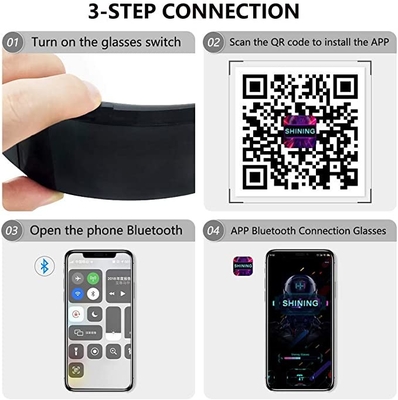 APP Control عینک LED قابل برنامه ریزی 700 میلی آمپر ساعت باتری چند زبانه