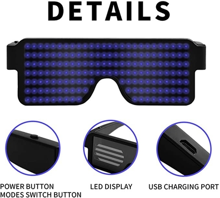 عینک نمایشگر LED قابل شارژ USB با باتری 180 میلی آمپر ساعتی 11 الگوی
