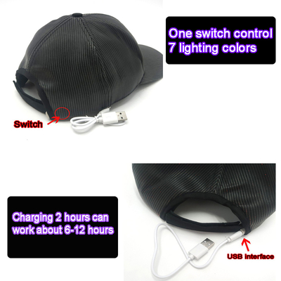 کلاه بیسبال LED درخشان با شارژر USB سبک 7 رنگ