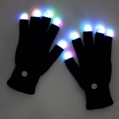 دستکش‌های انگشتی LED درخشان Rave Party Light Up و مشکی