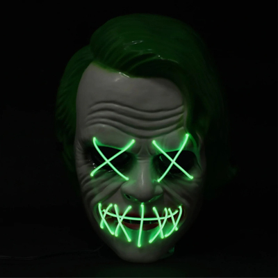 Green Joker Halloween Led Light Up Mask for Masquerade Party Cosplay