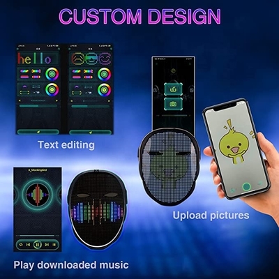 ویرایش ماسک صورت صفحه نمایش LED DIY الگوی متن آپلود تصاویر کنترل برنامه